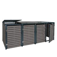 Mülltonnenbox 4er aus WPC und Metall anthrazit wetterfest abschließbar