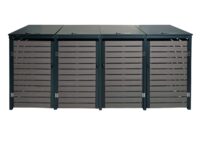 Mülltonnenbox 4er aus WPC und Metall anthrazit wetterfest abschließbar