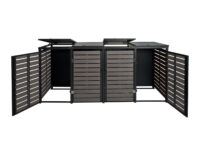 Mülltonnenbox 4er aus WPC und Metall anthrazit wetterfest abschließbar