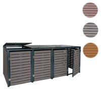 Mülltonnenbox 4er aus WPC und Metall anthrazit wetterfest abschließbar