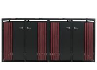 Mülltonnenbox für 4 Tonnen aus Metall anthrazit dunkle Holzoptik