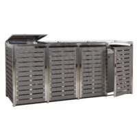Mülltonnenbox für 4 Tonnen aus WPC und Edelstahl anthrazit 120x264x85 cm