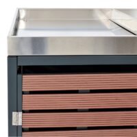 Mülltonnenbox für 4 Tonnen mit Pflanzkasten aus WPC und Edelstahl Walnussoptik