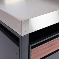 Mülltonnenbox Metall anthrazit Holzoptik für 2 Tonnen mit Pflanzkasten