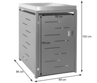 Mülltonnenbox aus Edelstahl mit Pflanzkasten erweiterbar 125x69x84 cm