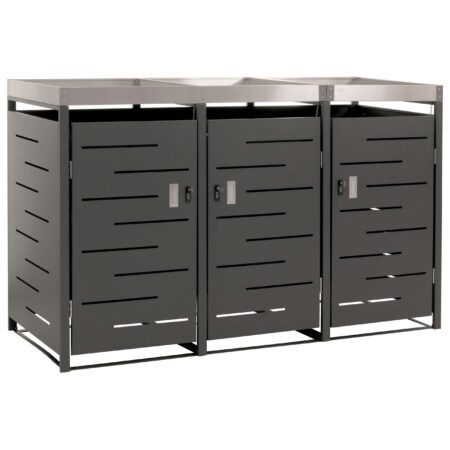 Mülltonnenbox aus Edelstahl mit Pflanzkasten 3er Set erweiterbar