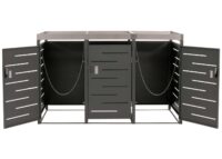 Mülltonnenbox aus Edelstahl mit Pflanzkasten 3er Set erweiterbar