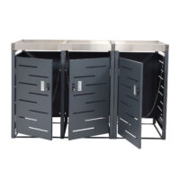 Mülltonnenbox aus Edelstahl mit Pflanzkasten erweiterbar 3er Set