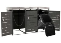 Mülltonnenbox aus Edelstahl mit Pflanzkasten 3er Set erweiterbar