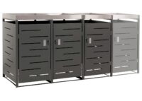 Mülltonnenbox aus Edelstahl mit Pflanzkasten 3er Set erweiterbar