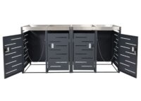 Mülltonnenbox aus Edelstahl mit Pflanzkasten für 4 Tonnen erweiterbar