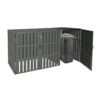 Mülltonnenbox Erweiterung aus Metall in anthraziter Holzoptik wetterfest