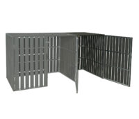 Mülltonnenbox Erweiterung aus Metall in anthraziter Holzoptik wetterfest