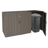 Mülltonnenbox Erweiterung aus Metall in brauner Holzoptik Premium WPC