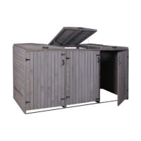 Große Mülltonnenbox aus Holz anthrazit-grau erweiterbar