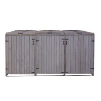 Große Mülltonnenbox aus Holz anthrazit-grau erweiterbar