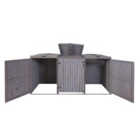 Große Mülltonnenbox aus Holz anthrazit-grau erweiterbar