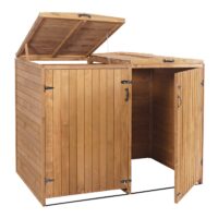 Grosse Mülltonnenbox aus Holz braun erweiterbar für 2–4 Tonnen