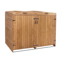 Grosse Mülltonnenbox aus Holz braun erweiterbar für 2–4 Tonnen