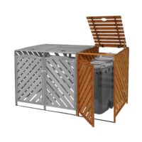 Mülltonnenbox XL aus Holz braun 120x68x98 cm erweiterbar