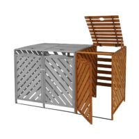 Mülltonnenbox XL aus Holz braun 120x68x98 cm erweiterbar