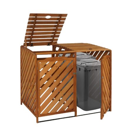 Mülltonnenbox aus Holz XL braun für 2 bis 4 Tonnen erweiterbar