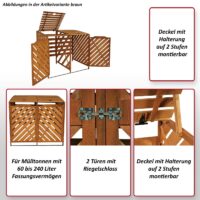 Mülltonnenbox aus Holz XL braun für 2 bis 4 Tonnen erweiterbar