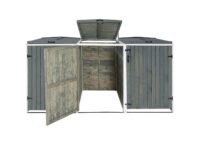 Große Mülltonnenbox aus Holz grau-weiß erweiterbar 126x238x98 cm