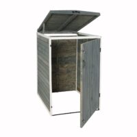 Mülltonnenbox XL aus Holz grau-weiß für 1 bis 2 Tonnen erweiterbar