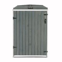 Mülltonnenbox XL aus Holz grau-weiß für 1 bis 2 Tonnen erweiterbar