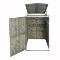 Mülltonnenbox XL aus Holz grau-weiß für 1 bis 2 Tonnen erweiterbar