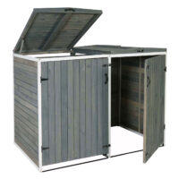 Mülltonnenbox aus Holz grau-weiß für 2 bis 4 Tonnen erweiterbar XL