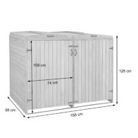 Mülltonnenbox aus Holz grau-weiß für 2 bis 4 Tonnen erweiterbar XL