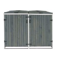 Mülltonnenbox aus Holz grau-weiß für 2 bis 4 Tonnen erweiterbar XL