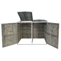 Mülltonnenbox aus Holz grau-weiß für 2 bis 4 Tonnen erweiterbar XL