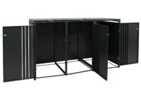 Mülltonnenbox aus Metall anthrazit für 3 Tonnen abschließbar