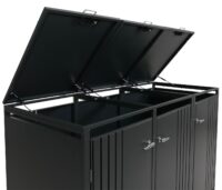 Mülltonnenbox aus Metall anthrazit für 3 Tonnen abschließbar