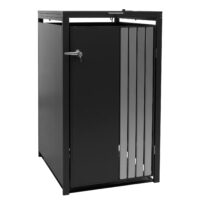 Mülltonnenbox Metall anthrazit mit Deckel und Edelstahl 122x68x84 cm