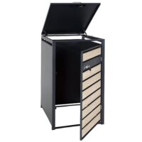 Mülltonnenbox aus Metall anthrazit-gold erweiterbar für 1 Tonne