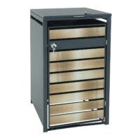 Mülltonnenbox aus Metall anthrazit-gold erweiterbar für 1 Tonne