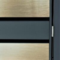 Mülltonnenbox aus Metall anthrazit-gold erweiterbar für 1 Tonne