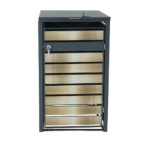 Mülltonnenbox aus Metall anthrazit-gold erweiterbar für 1 Tonne