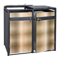 Mülltonnenbox aus Metall anthrazit-gold für 2 Tonnen erweiterbar