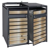 Mülltonnenbox für 2 Tonnen aus Metall anthrazit-gold erweiterbar