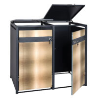 Mülltonnenbox aus Metall anthrazit-gold für 2 Tonnen erweiterbar