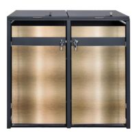 Mülltonnenbox aus Metall anthrazit-gold für 2 Tonnen erweiterbar