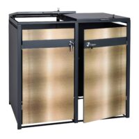 Mülltonnenbox aus Metall anthrazit-gold für 2 Tonnen erweiterbar