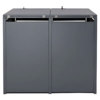 Mülltonnenbox für 2 Tonnen aus Metall erweiterbar in anthraziter Holzoptik