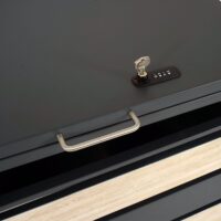 Mülltonnenbox aus Metall anthrazit mit Holzoptik erweiterbar