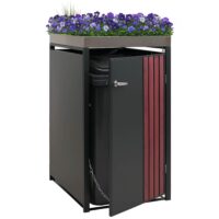 Mülltonnenbox Metall anthrazit Holzoptik mit Pflanzkasten